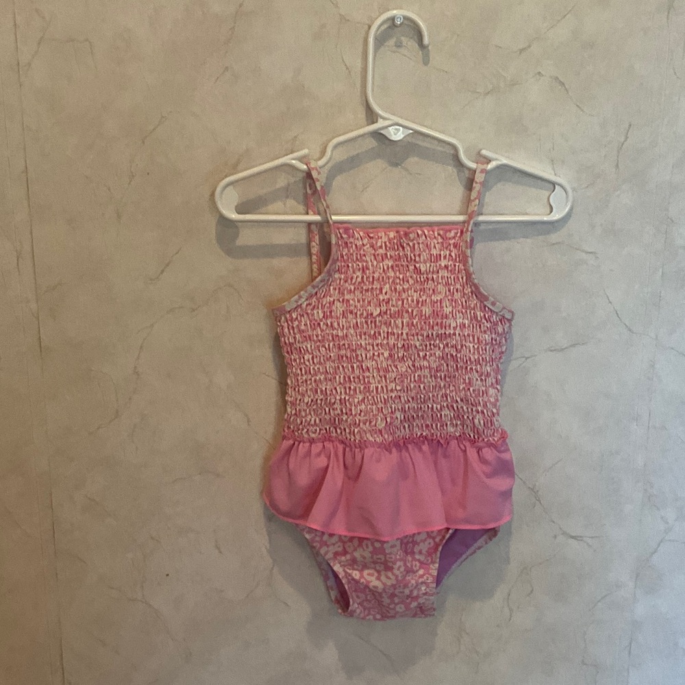 OP Pink Smocked Ruffle One-Piece Swimsuit